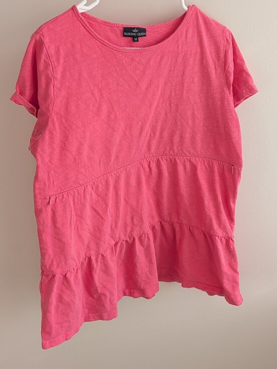 Nursing Queen Tops - Nursing Queen Breastfeeding Pink Short Sleeve Tiered Tee